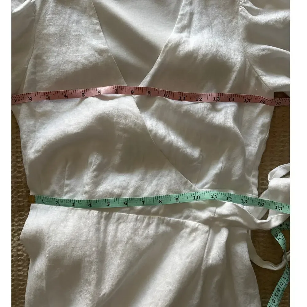 Reformation Weiss White Linen Wrap Dress Small - Picture 7 of 9